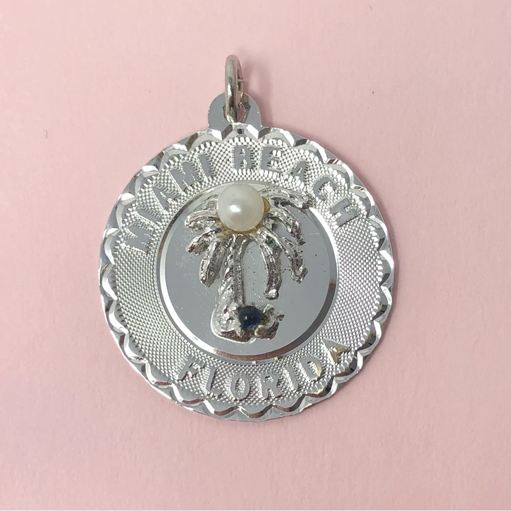 Vintage 1970s Miami Beach Florida sterling silver charm / pendant